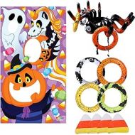 JOYIN Halloween Bean Bag Toss Games and Halloween Inflatable Spider Ring Toss Game for Kids, Pumpkin Ghost Unicorn Themed Toss Game with Bean Bags, Halloween Games Party Favor Deco