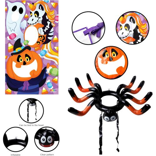  할로윈 용품JOYIN Halloween Bean Bag Toss Games and Halloween Inflatable Spider Ring Toss Game for Kids, Pumpkin Ghost Unicorn Themed Toss Game with Bean Bags, Halloween Games Party Favor Deco