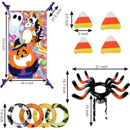  할로윈 용품JOYIN Halloween Bean Bag Toss Games and Halloween Inflatable Spider Ring Toss Game for Kids, Pumpkin Ghost Unicorn Themed Toss Game with Bean Bags, Halloween Games Party Favor Deco