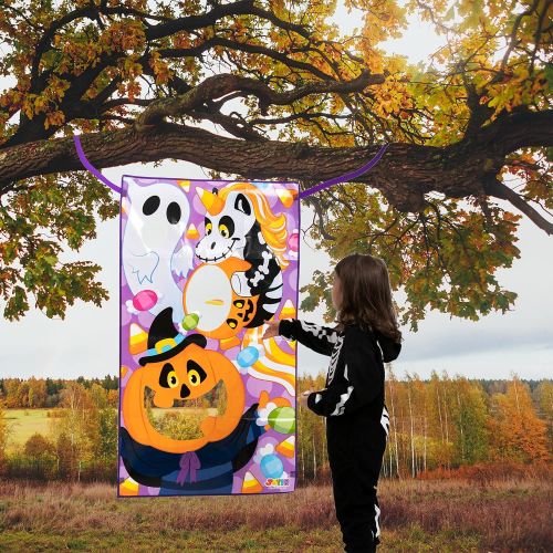  할로윈 용품JOYIN Halloween Bean Bag Toss Games and Halloween Inflatable Spider Ring Toss Game for Kids, Pumpkin Ghost Unicorn Themed Toss Game with Bean Bags, Halloween Games Party Favor Deco