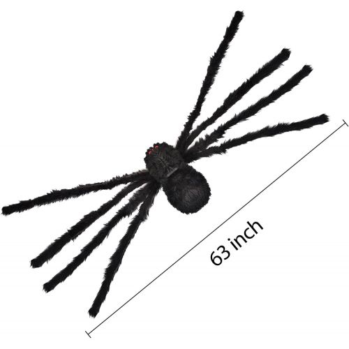  할로윈 용품JOYIN 5 Ft. Halloween Outdoor Decorations Hairy Spider,Scary Giant Spider Fake Large Spider Hairy Spider Props for Halloween Yard Decorations Party Decor, Black