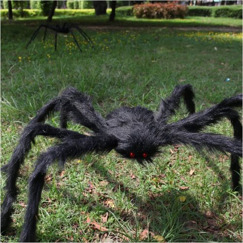  할로윈 용품JOYIN 5 Ft. Halloween Outdoor Decorations Hairy Spider,Scary Giant Spider Fake Large Spider Hairy Spider Props for Halloween Yard Decorations Party Decor, Black