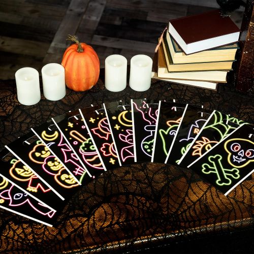  할로윈 용품JOYIN 72 Pcs Halloween Neon Treat Bags with 12 Characters, Halloween Candy Cookie Bags, Small Trick or Treat Bags for Halloween Party Supply, Plastic Goodie Bags for Halloween Part