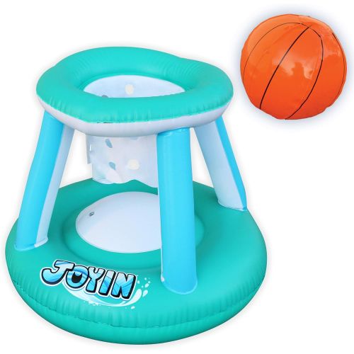  JOYIN Inflatable Pool Float Set Volleyball Net & Basketball Hoops Balls for Kids and Adults Swimming Game Toy, Floating, Summer Floaties, Pool Party, Volleyball Court (105”x28”x35”) Bask