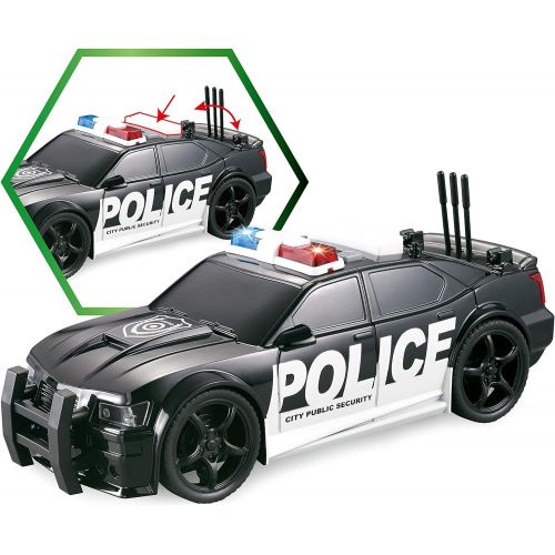  JOYIN 4 Packs Emergency Vehicle Toy Playsets, Friction Powered Vehicles with Light and Sound, Including Fire Truck, Ambulance Toy, Play Police Car and Toy Helicopter, Best Toddler