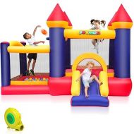 JOYMOR Inflatable Bounce House for Kids with Ball Pit, Inflatable Bouncing Castle Play Center w/Air Blower Pump, Jump'n Slide Bouncer for Indoor and Outdoor