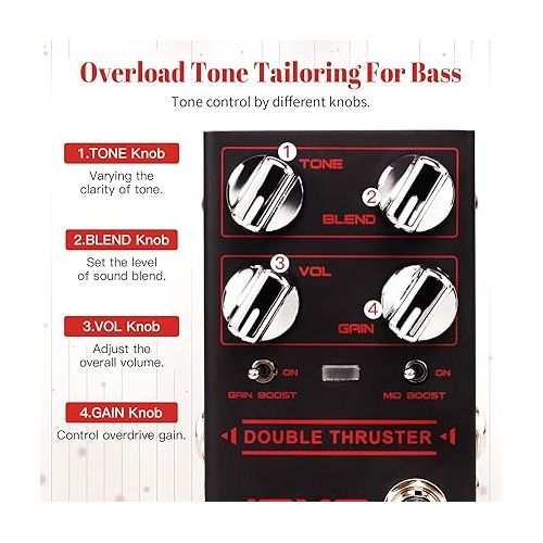  JOYO R-26 Bass Guitar Pedals Overdrive Amp Simulator Pedal and R-28 Bass High Gain Overdrive Effect Pedal