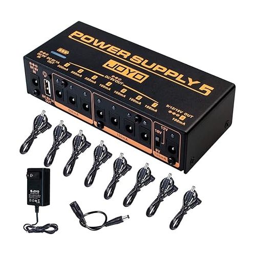  JOYO R-26 Bass Overdrive Amp Simulator Pedal and JP-05 Pedal Power Supply Built-in Rechargeable Battery