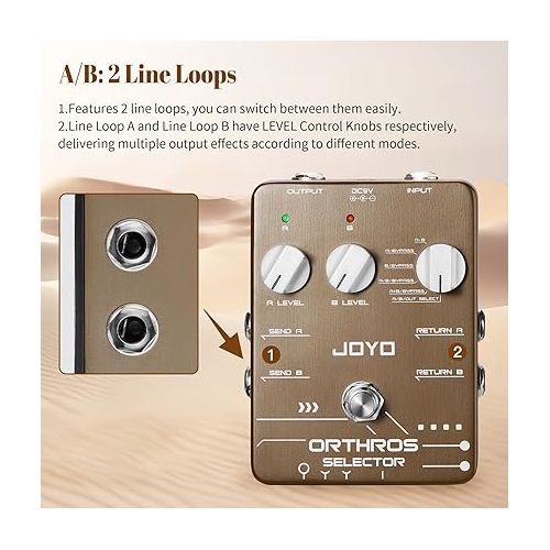  JOYO JF-24 Line Selector Guitar Pedals 6 Mode and JP-07 1200W AC Socket Wall Adapter Isolated DC Pedal Power Supply