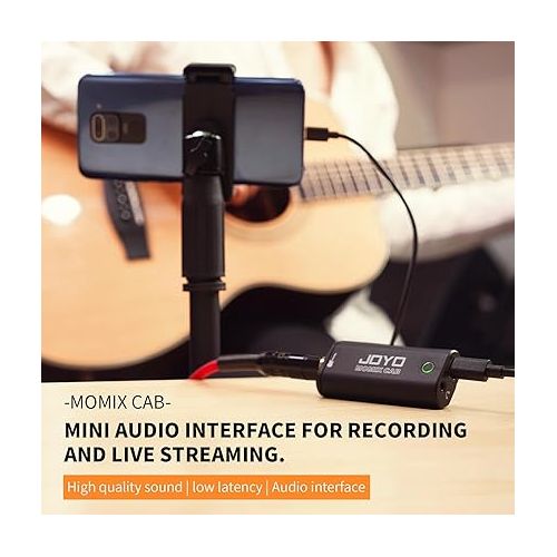  JOYO Guitar Audio Interface Pocket Internal Recording Sound Card with Type-C and Lightning for Live Streaming by Phone and Laptop Plug & Play (MOMIX CAB)