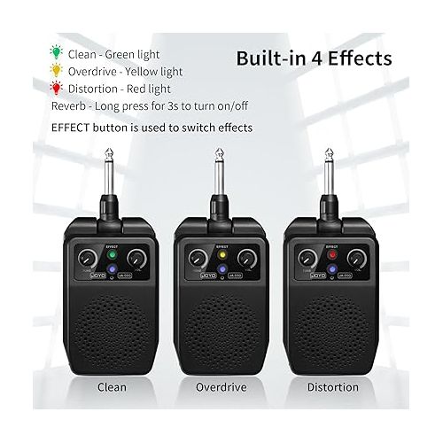  JOYO Mini Electric Guitar Amp 5W Rechargeable Guitar Amplifier Portable Bluetooth Practice Amp with 4 Effects, Black (JA-05G)