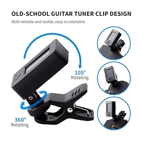  JOYO Guitar Tuner Clip on Digital Electronic Tuner for Guitar, Bass, Ukulele, Violin, Mandolin, Acoustics Calibration Tuner (JT-01)