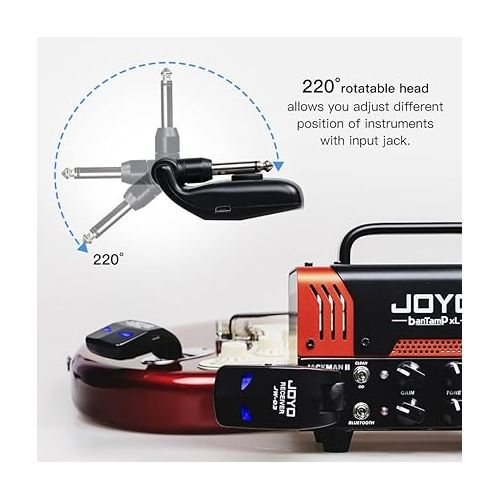  JOYO 2.4GHz Wireless Guitar System 4 Channels Rechargeable Audio Wireless Transmitter Receiver for Guitar Bass Electric Instruments (JW-03)