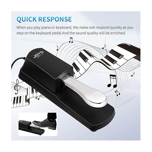  JOYO Sustain Pedal for Keyboard Universal Piano Foot Pedal Controller With Polarity Switch for Electronic Keyboard, Digital Pianos, MIDI and Synthesizer (SP-10)