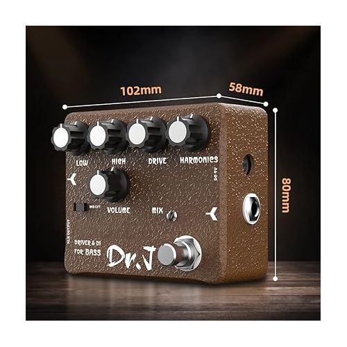  JOYO Bass Pedal of Overdrive Mic'd Tube Bass Amp Simulator Pedal Built-in DI & XLR Output for Effects Recording High-end Edition Dr.J Series (D53)