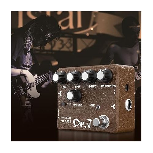  JOYO Bass Pedal of Overdrive Mic'd Tube Bass Amp Simulator Pedal Built-in DI & XLR Output for Effects Recording High-end Edition Dr.J Series (D53)