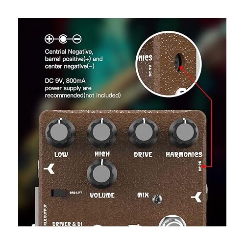  JOYO Bass Pedal of Overdrive Mic'd Tube Bass Amp Simulator Pedal Built-in DI & XLR Output for Effects Recording High-end Edition Dr.J Series (D53)