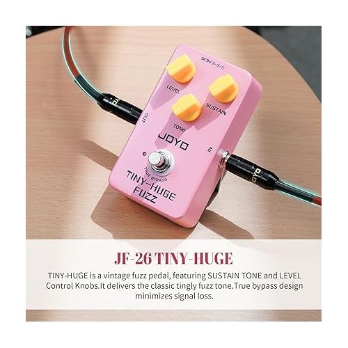  JOYO Fuzz Guitar Pedal Classical Vintage Fuzz Tone for Electric Guitar Punchy Bass and Long Sustain Tone True Bypass (TINY-HUGE JF-26)