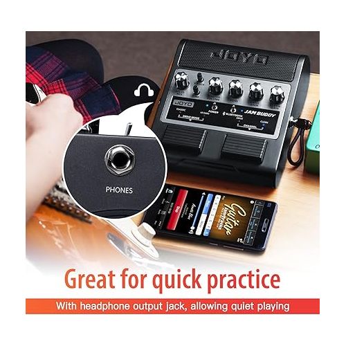  JOYO Portable Guitar Practice Amp & Pedal All-in-One Rechargeable Bluetooth Combo Guitar Amplifier with Effect & Footswitch Jam Buddy