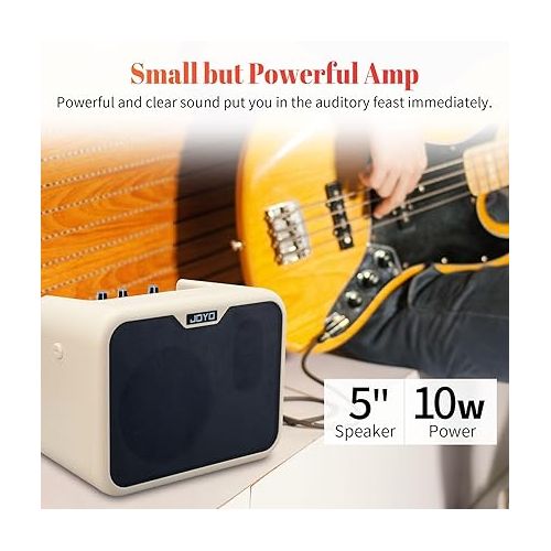  JOYO 10W Mini Bass Amp Bass Guitar Practice Amp Combo Bass Amplifier Portable Small Battery Powered Bass Amp Dual Channel (MA-10B)