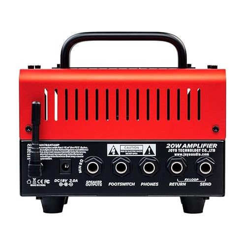  JOYO Jackman II BanTamp XL Series Mini Amp Head 20 Watt Preamp 2 Channel Hybrid Tube Guitar Amplifier with Bluetooth (Red)