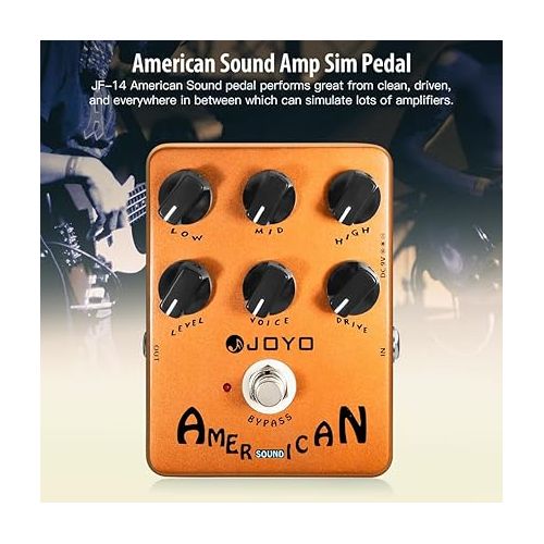  JOYO American Sound Amp Simulator Pedal of Fd 57 Deluxe Amplifier from Clean to Overdrive Sound for Electric Guitar Effect - Bypass (JF-14)