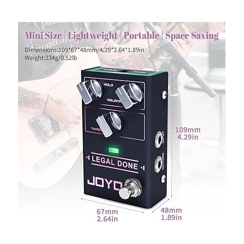  JOYO Noise Gate Pedal Noise Suppressor Guitar Pedal Noise Killer and Reduction Hum for Electric Guitar 4 Cable Method (LEGAL DONE R-23)