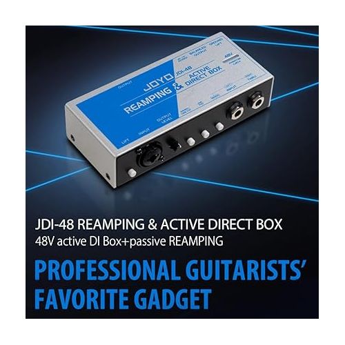  JOYO Passive Reamping and Phantom Powered Active Direct Box, Re-Amping Direct Box with 6.35mm and XLR Input 2 in 1 for Guitarist Bass Performance or Recording (JDI-48)