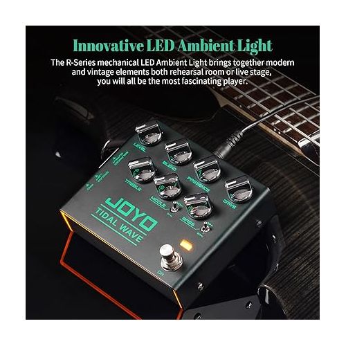  JOYO Bass Guitar Pedals Preamp Overdrive Pedal with EQ and Noise Reduction DI Output for Pop Funk Metal Bassist Electric Guitar (TIDAL WAVE R-30)