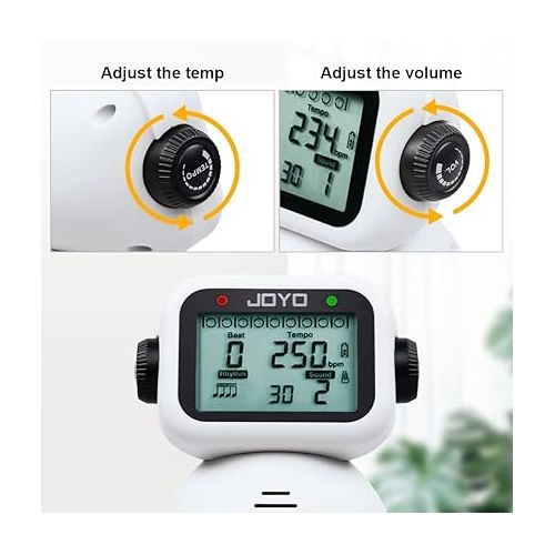  JOYO Vocal Digital Metronome Rechargeable Electronic Metronome for Guitar Piano Drum Violin with Big Screen and Speaker Universal (White JM-93)