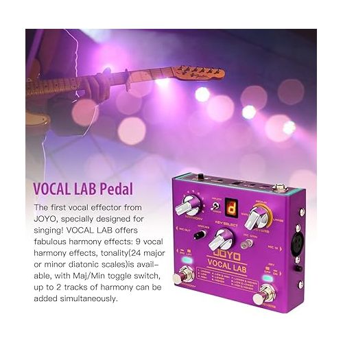  JOYO Vocal Harmony Pedal with 9 Vocal Harmony Effects, 12-Key, 3 Reverb Models for Singer and Guitarist Singing (Vocal Lab R-16)