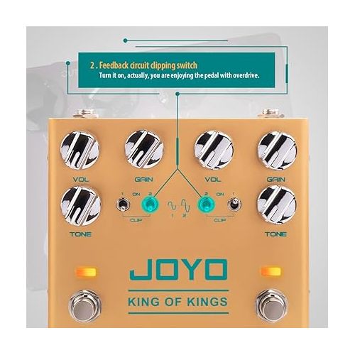  JOYO Dual Crunch Pure Analog Circuit Overdrive Effect Pedal with Independent Clipping for Electric Guitar - True Bypass (King of Kings R-20)