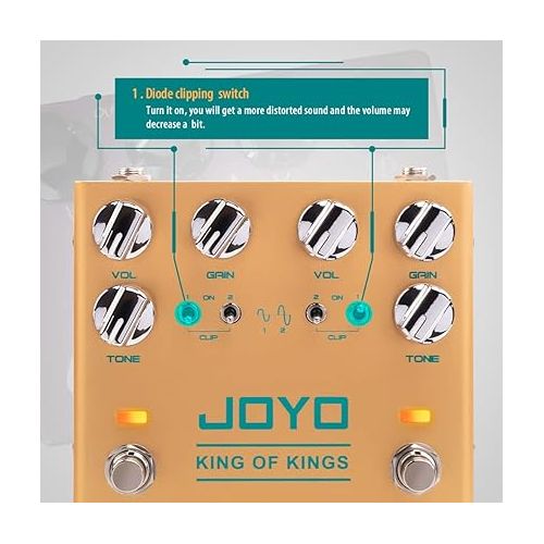  JOYO Dual Crunch Pure Analog Circuit Overdrive Effect Pedal with Independent Clipping for Electric Guitar - True Bypass (King of Kings R-20)