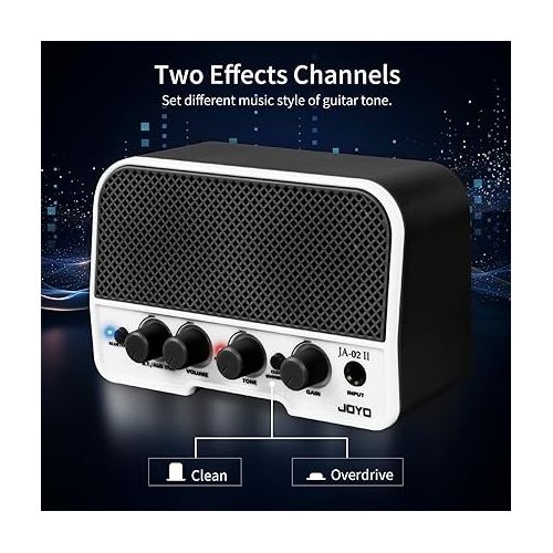  JOYO Mini Guitar Amplifier 5W Electric Guitar Amp Small Practice Guitar Amp with Bluetooth Clean & Overdrive Channels Portable Rechargeable (JA-02 II Black)