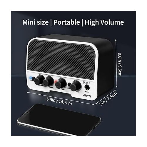  JOYO Mini Guitar Amplifier 5W Electric Guitar Amp Small Practice Guitar Amp with Bluetooth Clean & Overdrive Channels Portable Rechargeable (JA-02 II Black)