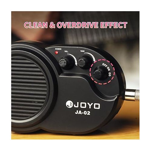  JOYO Guitar Headphone Amp Practice Mini Guitar Amplifier with Big Speaker and Clean & Distortion Effect Setting (JA-02)