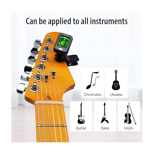  JOYO Clip on Tuner Digital Electronic Tuner for Guitar, Bass, Ukulele, Violin, Mandolin, Banjo Acoustics Calibration Tuner (JT-09)