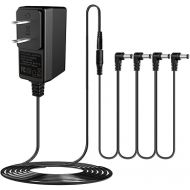 JOYO DC 9V Guitar Pedal Power Supply (800mA -1A) AC Wall Charger Adapter with 4 Way Daisy Chain Pedal Cables (8.8 FT), Compatible for Most Effect Pedals (Tip Negative)