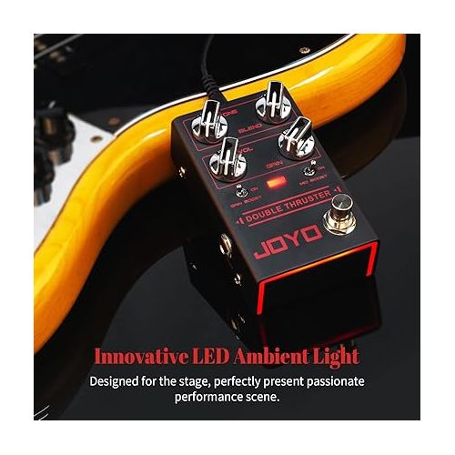  JOYO Bass Guitar Pedals High Gain Overdrive Effect Pedal with Independent Mid Frequency and Gain Boost for Bassist Electric Guitar Bass (DOUBLE THRUSTER R-28)