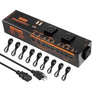 JOYO 1200W AC Power Adapter Socket with 9 Isolated DC 9V/12V/18V Guitar Pedal Power Supply (100mA/500mA) and USB 5V Outputs Specially for Combo Amplifier Music Instruments (JP-07)