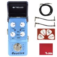 JOYO Joyo JF-318 Ironman Mini Quattro Digital Delay Guitar Effects Pedal with Polish Cloth, Pick Card, Patch Cables, and 10 ft Cable