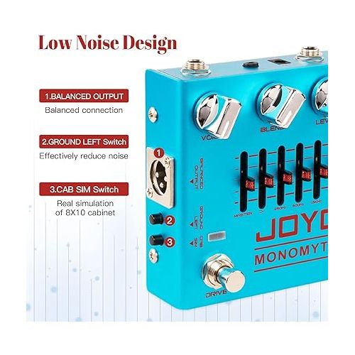  JOYO Bass Guitar Pedals Overdrive Amp Simulator Effect Pedal with EQ and Noise Reduction for Bassist Electric Guitar Bass (MONOMYTH R-26)