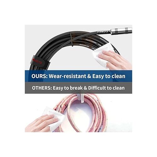  JOYO Bass Guitar Cable 15 Feet Professional Audio Instrument Cable 1/4 Inch Right-Angle Amp Cord (Black, CM-12)