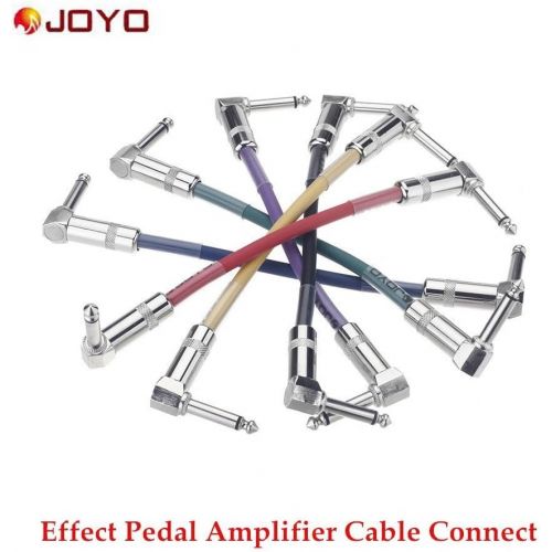  JOYO Professional Pack of six, 0.65ft (20cm) Guitar - Instrument Patch Cables (Right Angle) 6.3mm to 6.3mm - Can be Used for Guitar Effects Pedals, Instruments, and More