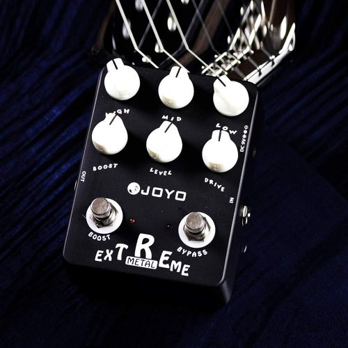  JOYO Metal Distortion Pedal with 3 Band EQ and Low-Mid-High Gain Boost for Electric Guitar Effect - Bypass (Extreme Metal JF-17)