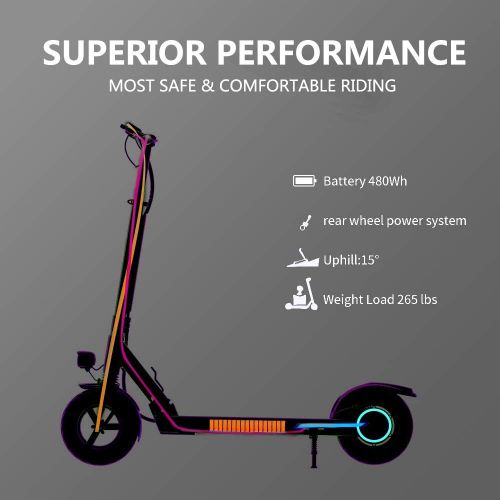  JOYOR X5S Electric Scooter - 500W Motor 10 Aire Tires Up to 40.3 Miles One-Step Fold, Ultra-Lightweight Adult Electric Foldable Scooter for Commute and Travel(Black)