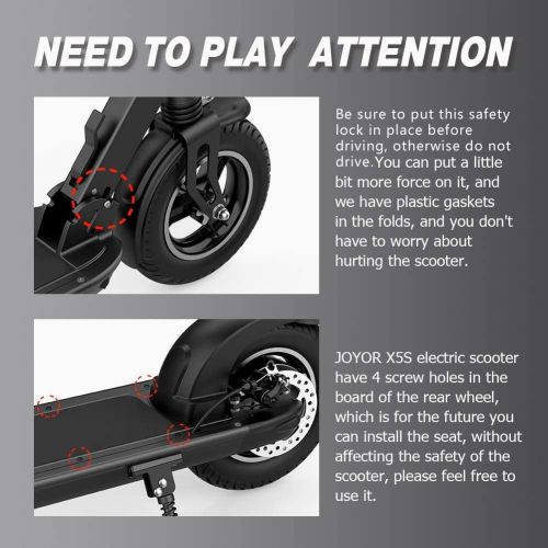  JOYOR X5S Electric Scooter - 500W Motor 10 Aire Tires Up to 40.3 Miles One-Step Fold, Ultra-Lightweight Adult Electric Foldable Scooter for Commute and Travel(Black)