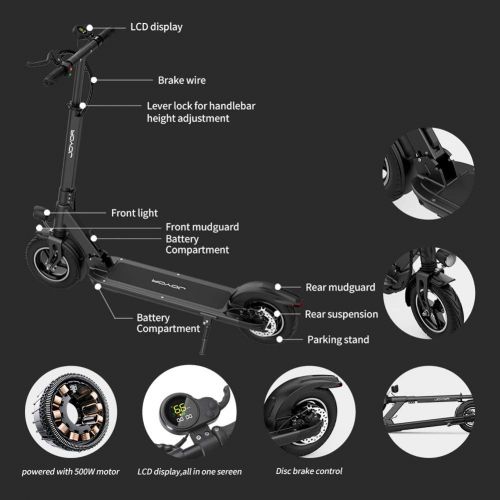  JOYOR X5S Electric Scooter - 500W Motor 10 Aire Tires Up to 40.3 Miles One-Step Fold, Ultra-Lightweight Adult Electric Foldable Scooter for Commute and Travel(Black)