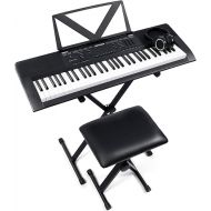 61 Key Piano Keyboard, keyboard Piano for Beginner, Electric Piano with Piano Stand, Bench, Music Stand & Headphones, Supports Recording/Microphone, Music Keyboard for Indoor/Outdoor
