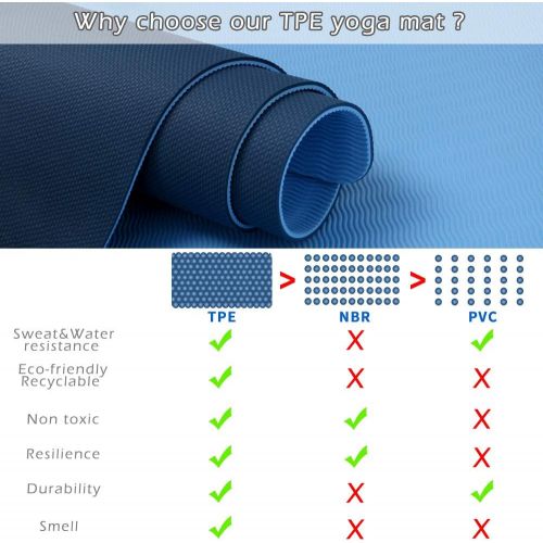  [아마존베스트]JOYSPACE Yoga Mat, Gymnastics Mat, Non-Slip, Made of High Quality TPE, Fitness Mat, Sports Mat for Yoga, Pilates, Fitness, Exercises and Gymnastics, with Bag and Carry Strap 183 x